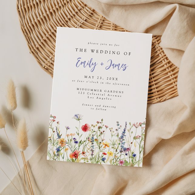 Faire-part de mariage fleur sauvage coloré (Créateur téléchargé)
