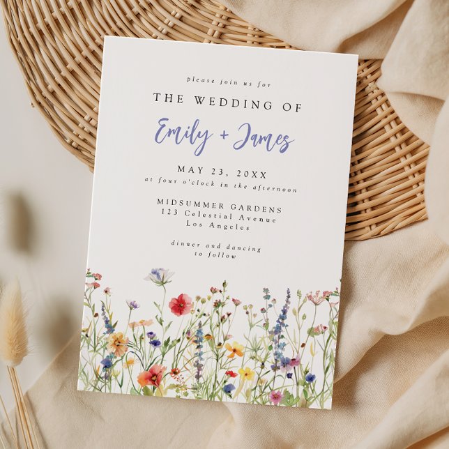 Faire-part de mariage fleur sauvage coloré (Créateur téléchargé)
