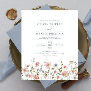 Faire-part de mariage Fleur sauvage couleur budget