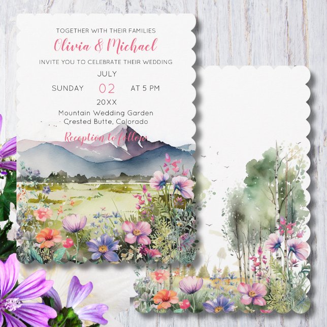 Faire-part de mariage Fleur sauvage de thym des mo (Créateur téléchargé)