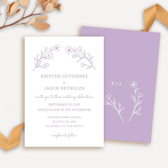 Faire-part de mariage Fleur sauvage Lilac (Wildflower Wedding Invitation in Lilac)