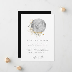 Faire-part de mariage Fleur sauvage Lune dorée