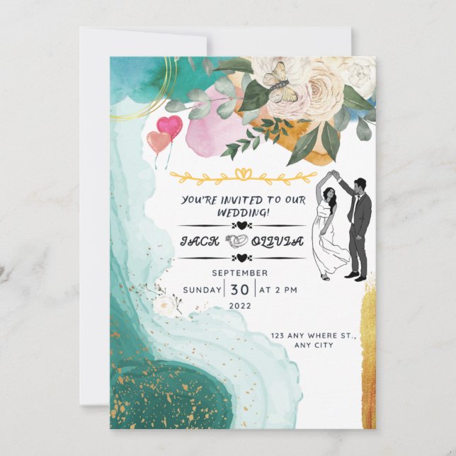 Faire-part de mariage Fleur sauvage moderne (Devant)