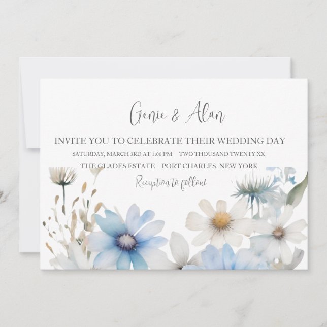 Faire-part de mariage Fleur sauvage moderne (Devant)