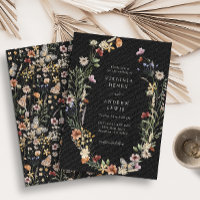Faire-part de mariage Fleur sauvage noir