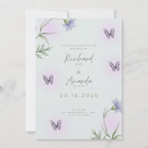 Faire-part de mariage Fleur sauvage Papillon Lavan