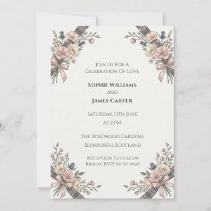 Faire-part de mariage Fleur sauvage rose