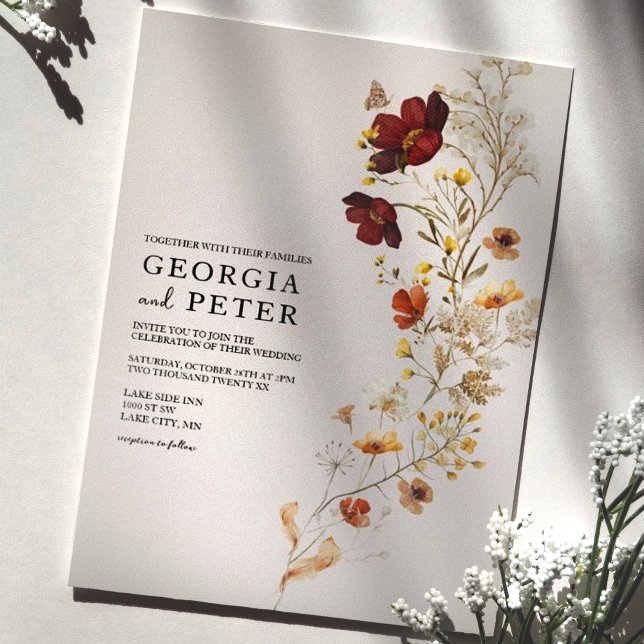 Faire-part de mariage Fleur sauvage rustique (Créateur téléchargé)