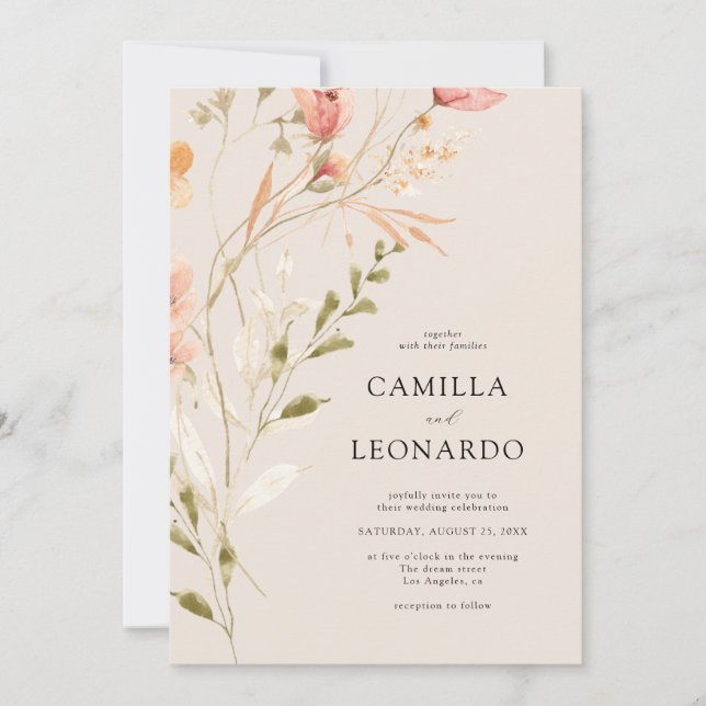 Faire-part de mariage Fleur sauvage rustique fleur (Devant)