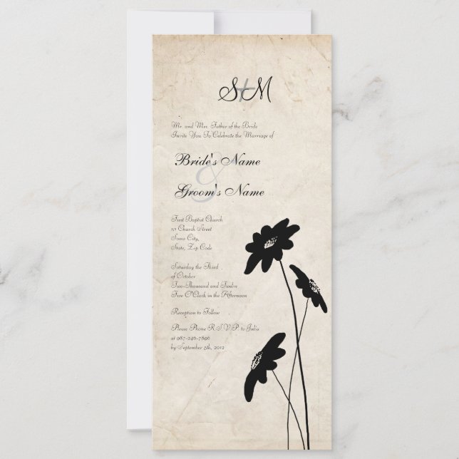 Faire-part de mariage Fleur sauvage Vintage (Devant)
