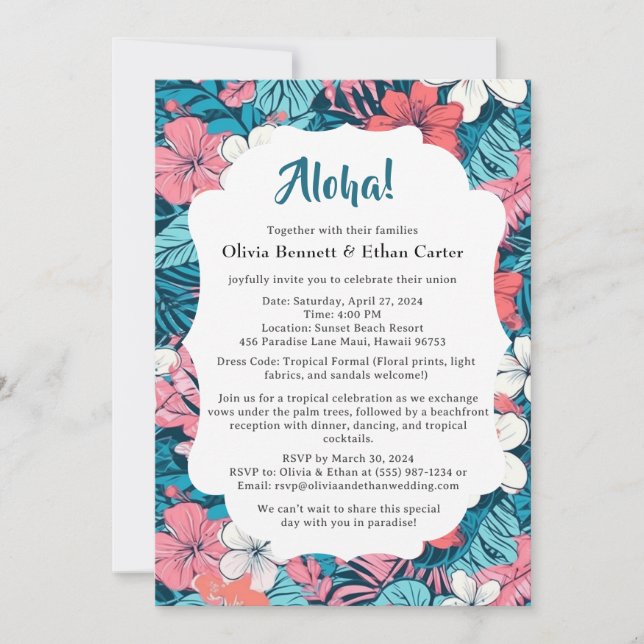 Faire-part de mariage Fleur Tropicale (Devant)