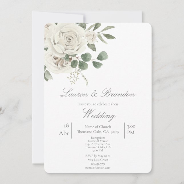 Faire-part de mariage fleuri verdoyant (Devant)