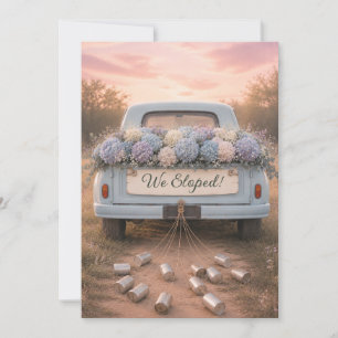 Faire-Part de Mariage Fleurie Camion Bleu Vintage 