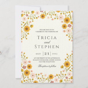 Faire-part de mariage fleurie de tournesol