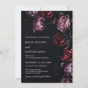 Faire-part de mariage Fleurs 3D Sombres Humeur