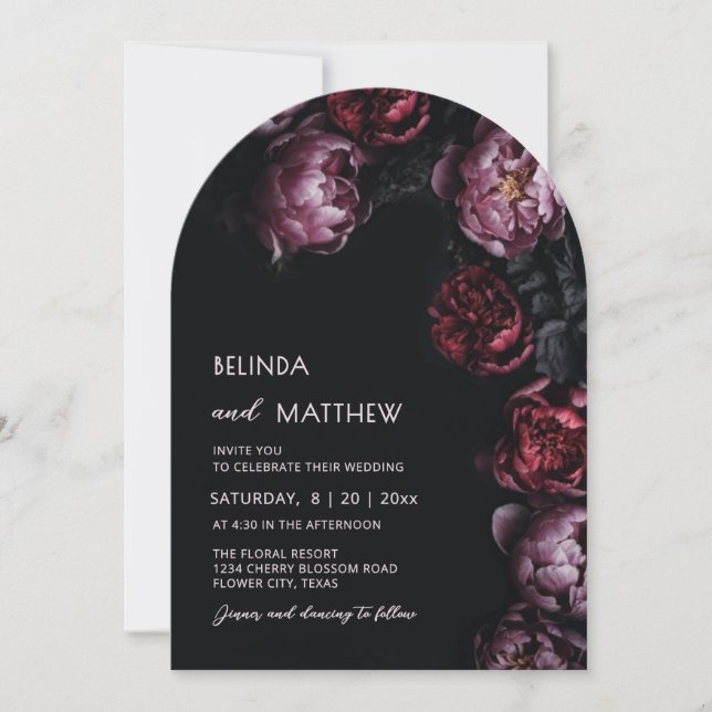 Faire-part de mariage Fleurs 3D Sombres Humeur (Devant)