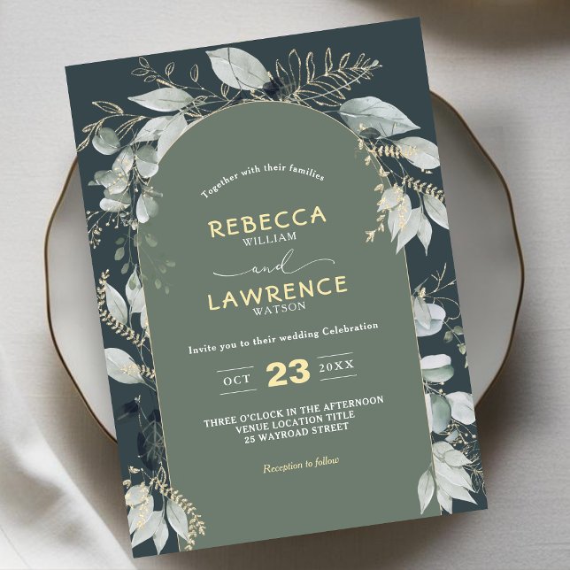 Faire-part de mariage fleurs blanches sauge modern (Créateur téléchargé)