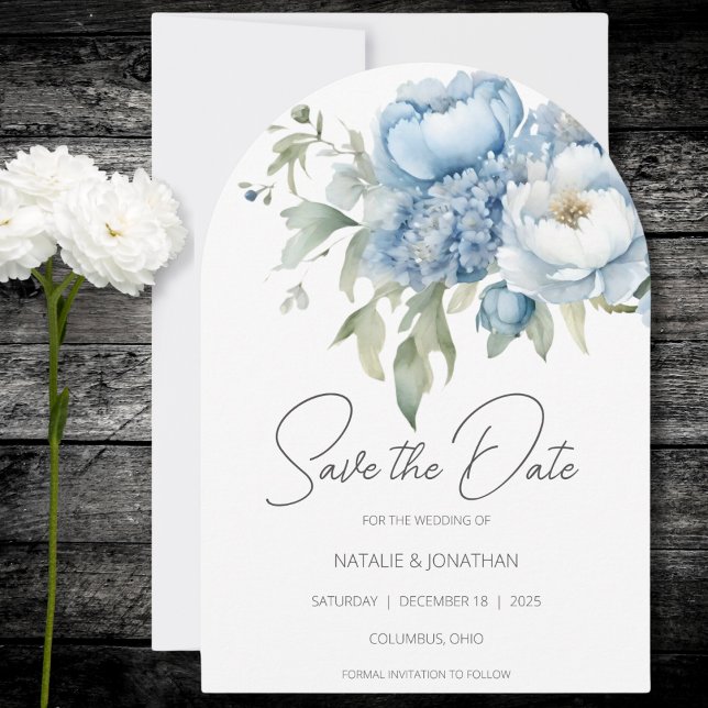 Faire-part de mariage Fleurs Bleu Glace  (Créateur téléchargé)