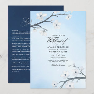 Faire-part de mariage Fleurs de cerisier blanches