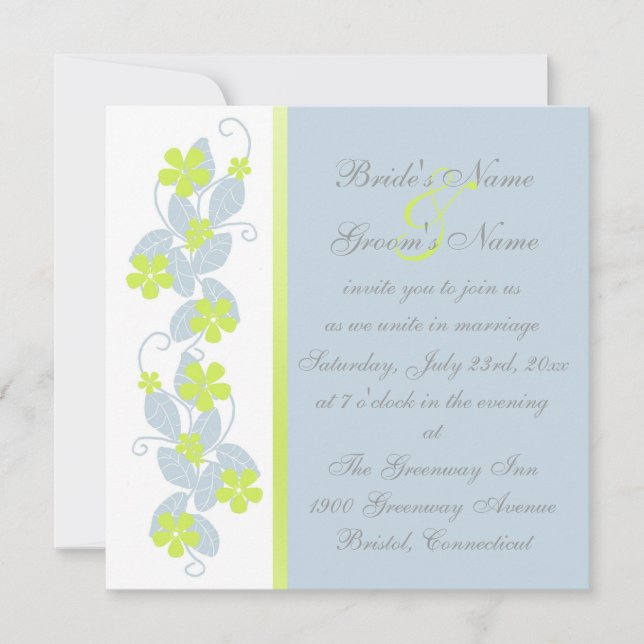 Faire-part de mariage Fleurs de Chartreuse (Devant)