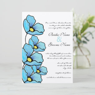 Faire-part de mariage Fleurs de pavot bleu aqua