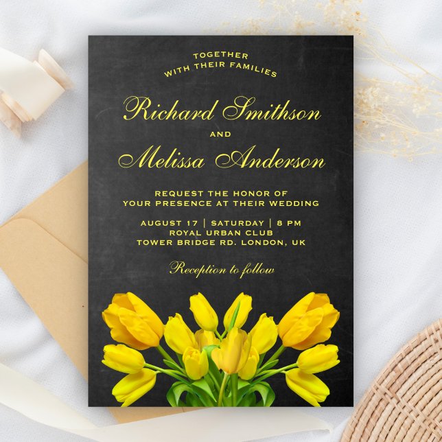 Faire-part de mariage Fleurs de Tulipe Jaune Clair (Créateur téléchargé)