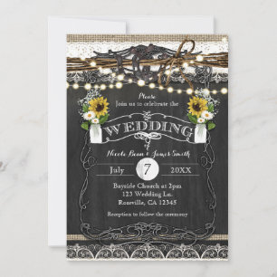 Faire-part de mariage Fleurs et fers à cheval rust