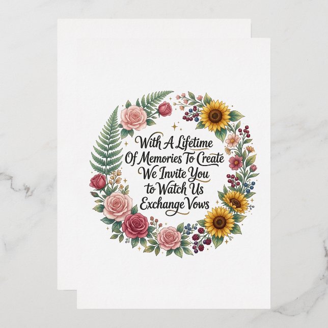 Faire-part de mariage Fleurs & Fougères (Recto/Verso)