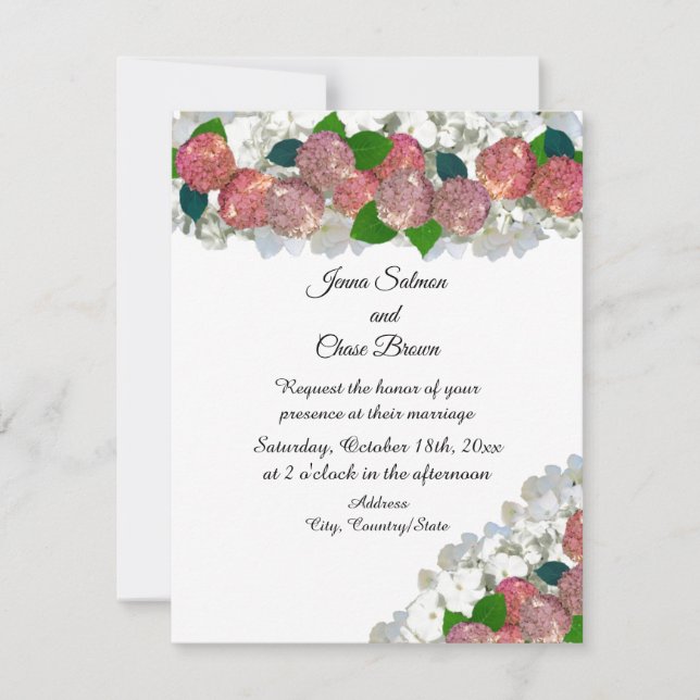 Faire-part de mariage Fleurs mixtes Corail et Saum (Devant)