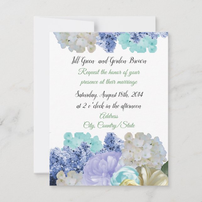 Faire-part de mariage Fleurs Mixtes Romantiques (Devant)