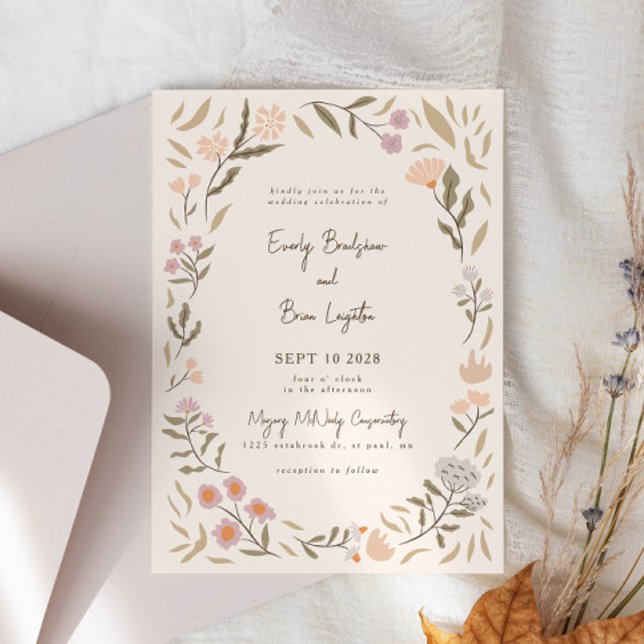 Faire-part de mariage Fleurs Pastel de Pré Magique (Créateur téléchargé)