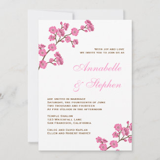 Faire-part de mariage Fleurs roses chocolat