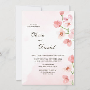 Faire-part de mariage Fleurs roses rustiques moder