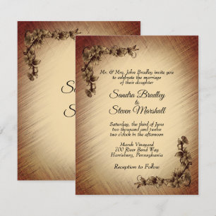 Faire-part de mariage Fleurs Rustique Profond