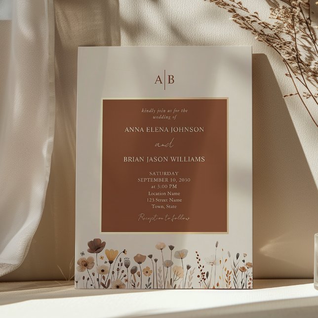 Faire-part de mariage Fleurs sauvages Bohème Terra (Créateur téléchargé)