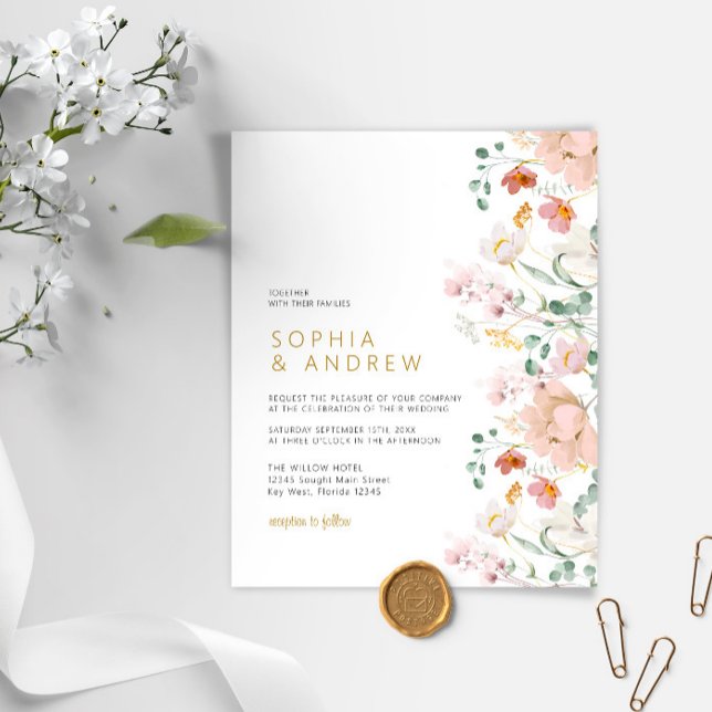 Faire-part de mariage Fleurs sauvages budgétaires (Créateur téléchargé)