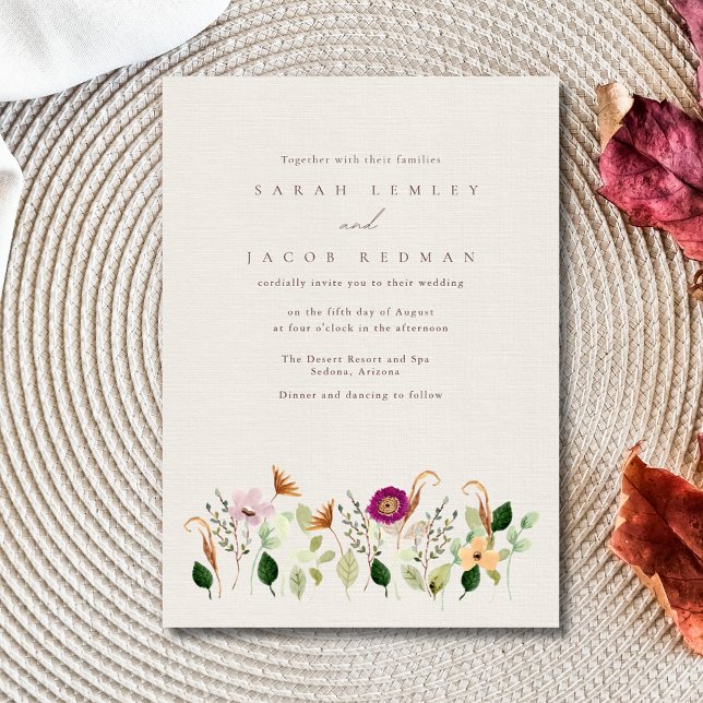 Faire-part de mariage Fleurs Sauvages Capriceuses (Whimsical Wildflowers Wedding Invitation)