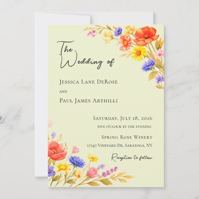 Faire-part de mariage Fleurs sauvages Printemps Et (Devant)