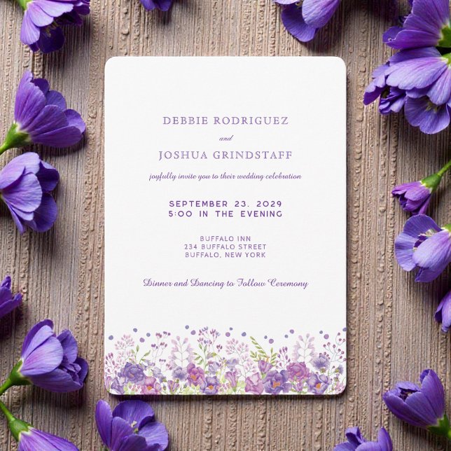 Faire-part de mariage Fleurs sauvages violettes  (Créateur téléchargé)