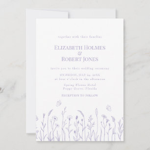 Faire-part de mariage Fleurs sauvages violettes La