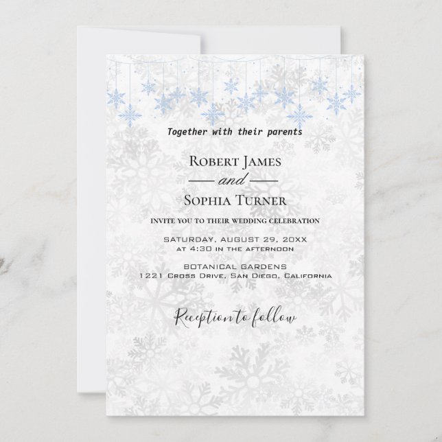 Faire-part de mariage Flocon de neige d'hiver (Devant)