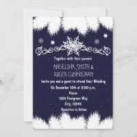 Faire-part de mariage Flocons de neige d'hiver et