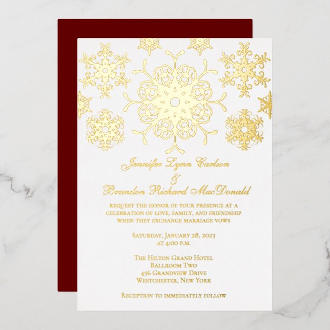 Faire-part de mariage Flocons de neige en feuille  (Recto/Verso)