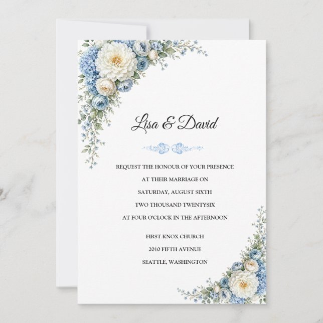 Faire-part de mariage floral (Devant)