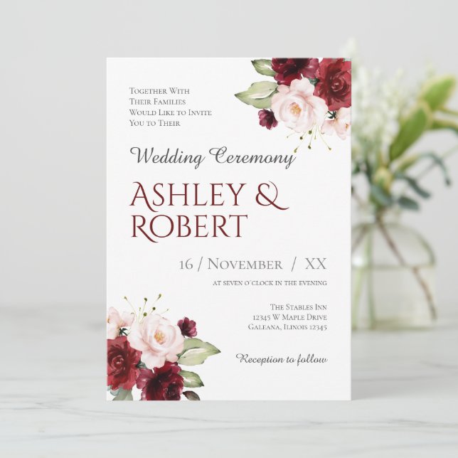 Faire-part de mariage floral (Debout devant)
