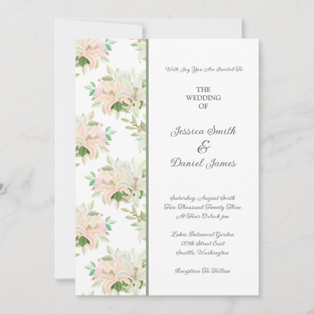 Faire-part de mariage floral (Devant)
