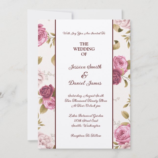 Faire-part de mariage floral (Devant)
