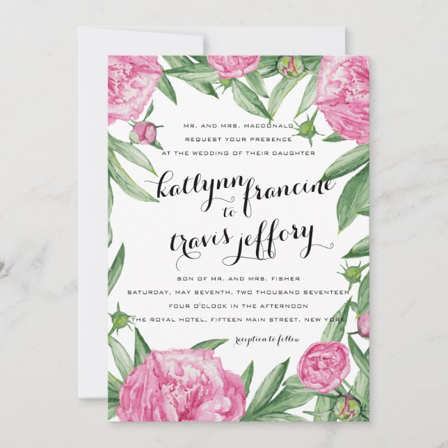 Faire-part de mariage floral (Devant)