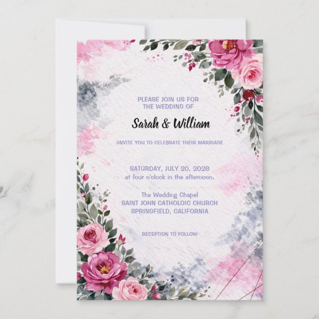 Faire-part de mariage floral (Devant)