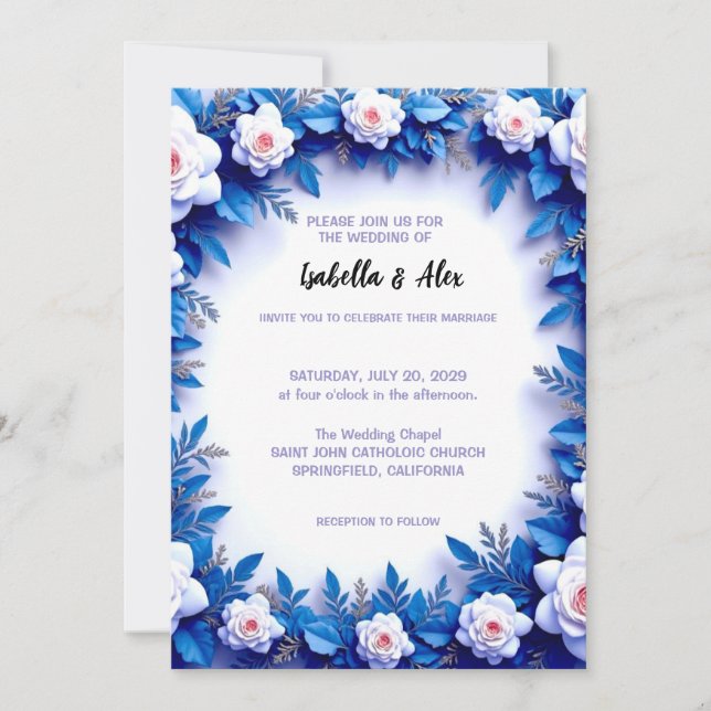 Faire-part de mariage floral (Devant)